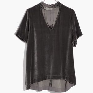 NWT Madewell Gunmetal Gray Choker Cutout Top